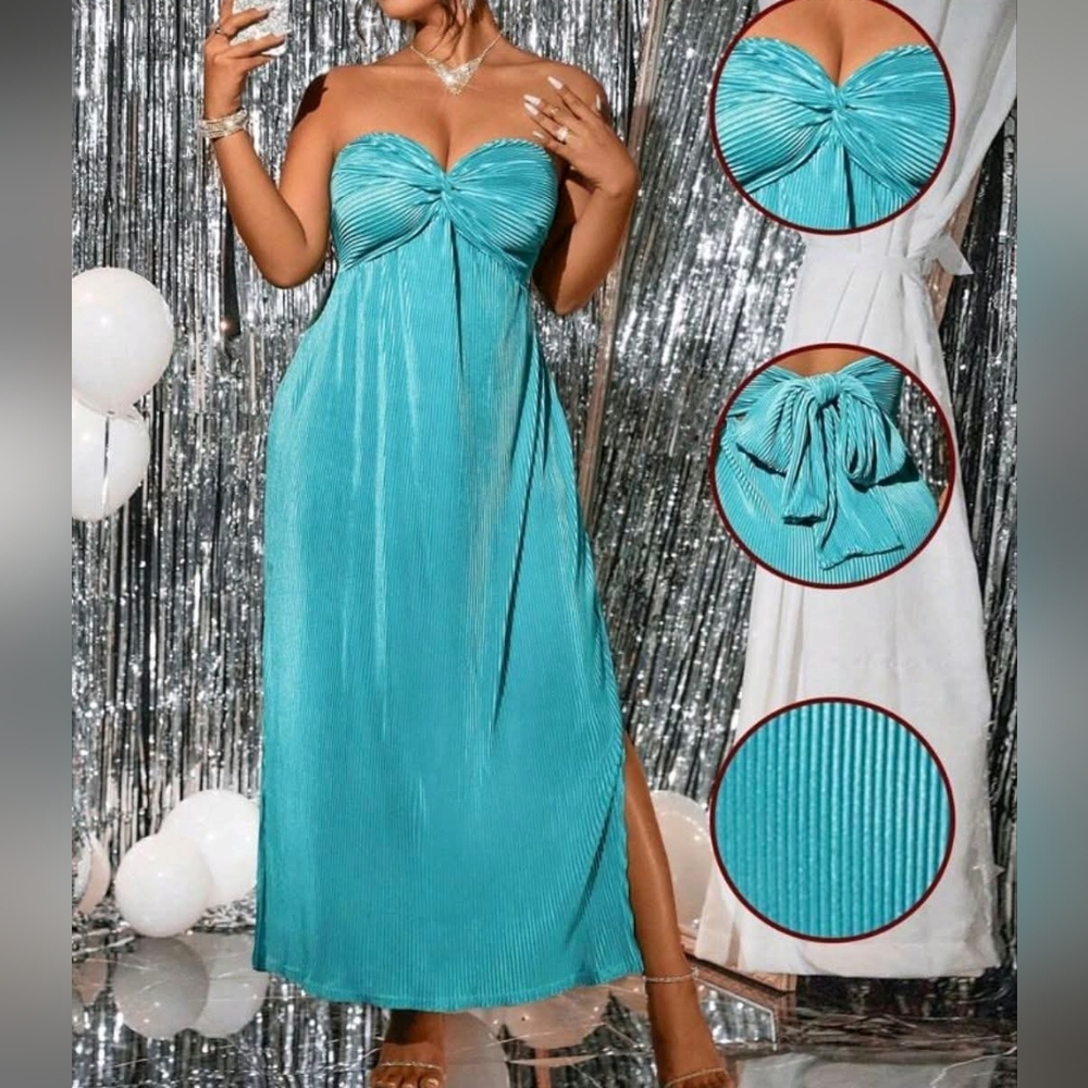 SHEIN Blue Ruched Sweetheart Gown